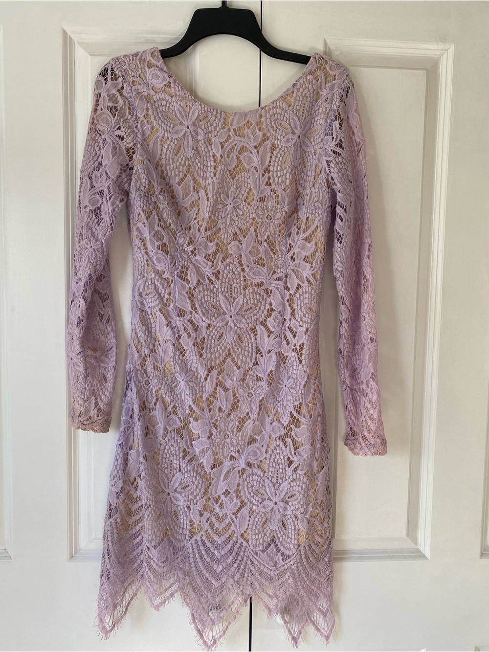 Charlotte Russe Lavender Lace Long-Sleeve Sheath Dress